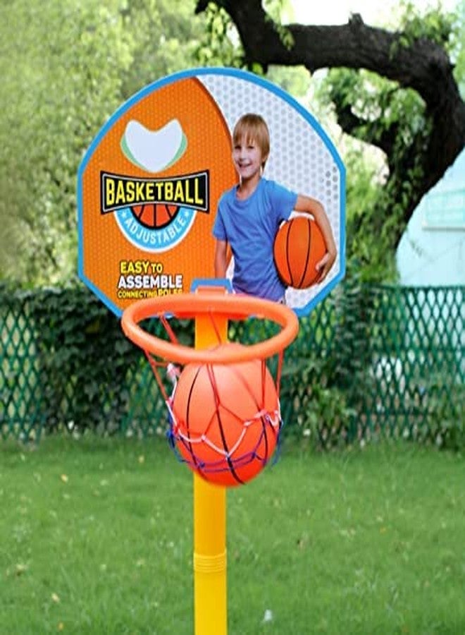 KAVIN Kids Height Adjustable Basket Ball Stand with Ball Indoor Outdoor Fun Play Set for Boys and Girls Multicolour Pack of 1 - Image 3